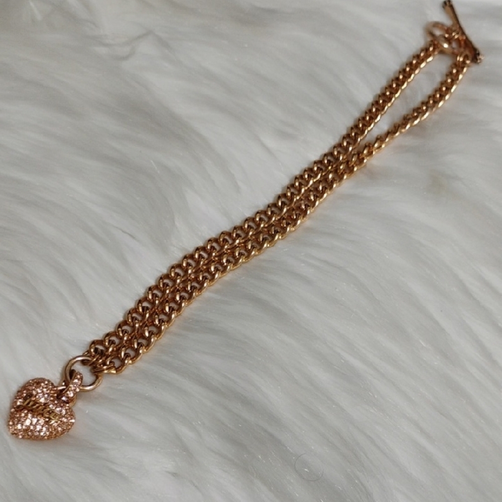 Juicy Couture Vtg Gold-Tone Pave Heart Pendant Chain Necklace - Picture 8 of 13